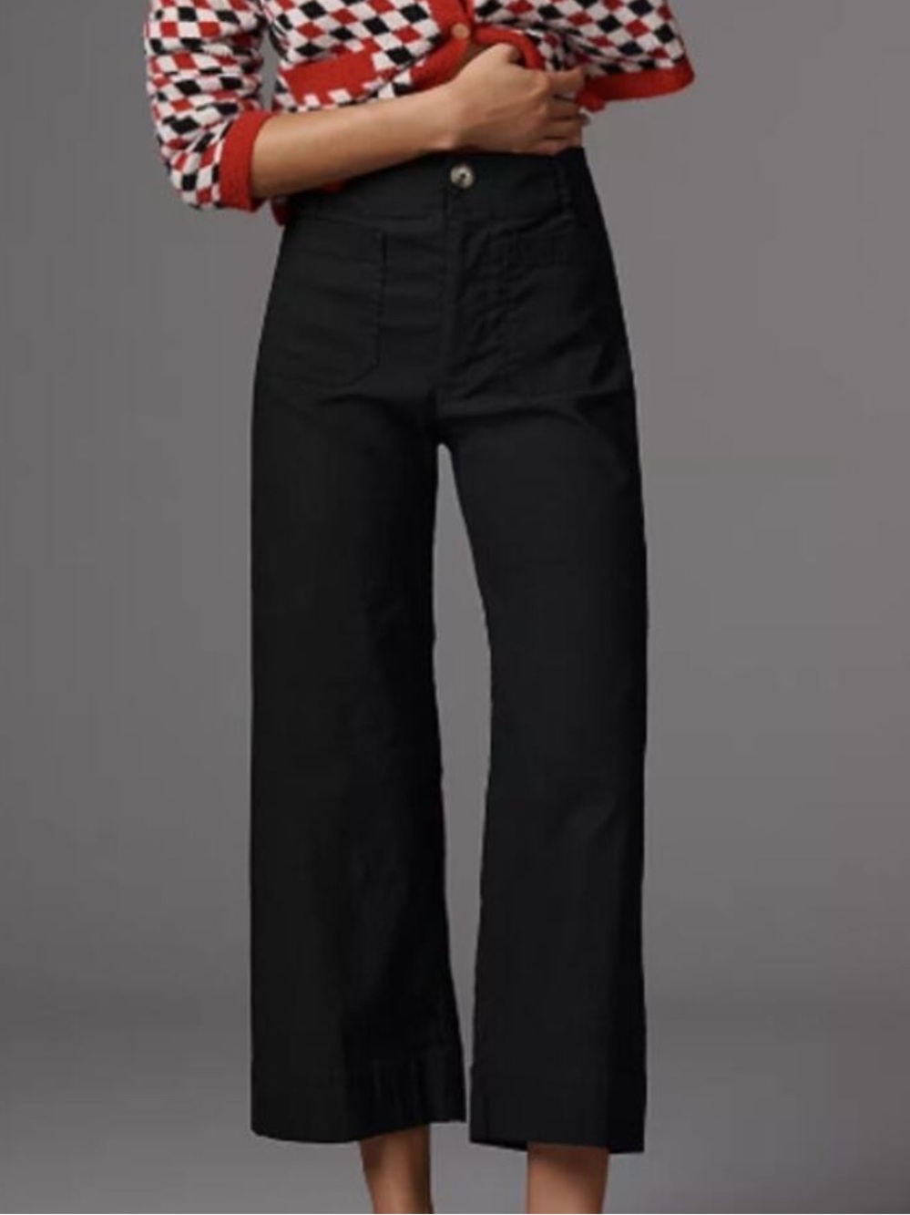 Maeve The Colette Pant High Rise Wide Leg Magic Fabric Linen Blend Black 27